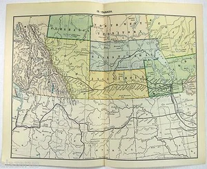 Western Canada - Original 1889 Railroad Map. Antique - Picture 1 of 3