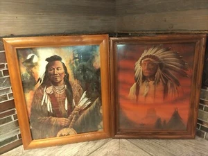 Native American CB Pope & Ruane Manning wood framed Art Prints 8x10" 1984 WOLF - Picture 1 of 16