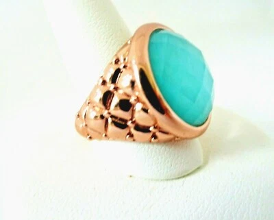 Mujer Chapado en Oro Rosa Bronce con Piedra Amazonita Talla 7  Foto 1 de 4