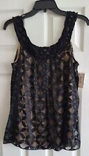 eci New York Fully Lined Sheer Black Top Sz S