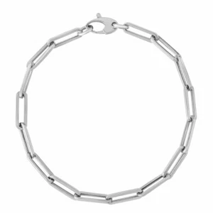 6mm Paperclip Link Bracelet Real 14K White Gold 7.5" - Picture 1 of 2