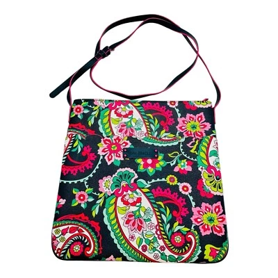Bolso Bandolera Vera Bradley Pétalo Paisley Guijarro Cuero Delgado Hipster Foto 1 de 4