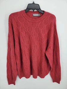 Talbots Mens Sweater Large Red Textured Wool Cashmere Angora Crew Neck Pullover - Picture 1 of 8