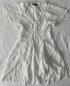 Nanette Lepore White Lacy Embroidery Romantic Cottagecore Dress Women’s 4 S - Picture 1 of 19