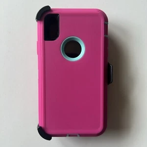 Pink iPhone XR Shockproof Case  Defender  W/ Screen & Clip (Clip Fits Otterbox) - Picture 1 of 7