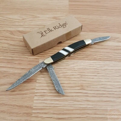 Navaja de Bolsillo Elk Ridge Pequeño Stockman 3Cr13 Hojas de Acero Mango Negro Pakkawood Foto 1 de 4