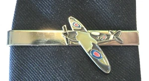 RAF Battle of Britain Spitfire Pilot Flying Veteran WW2 Metal Enamel Tie Clip - Picture 1 of 4
