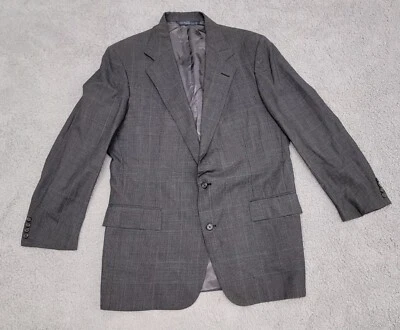 Polo Ralph Lauren Blazer Mens 44L Gray Wool Glen Check Union Made USA Vintage - Image 1 of 4
