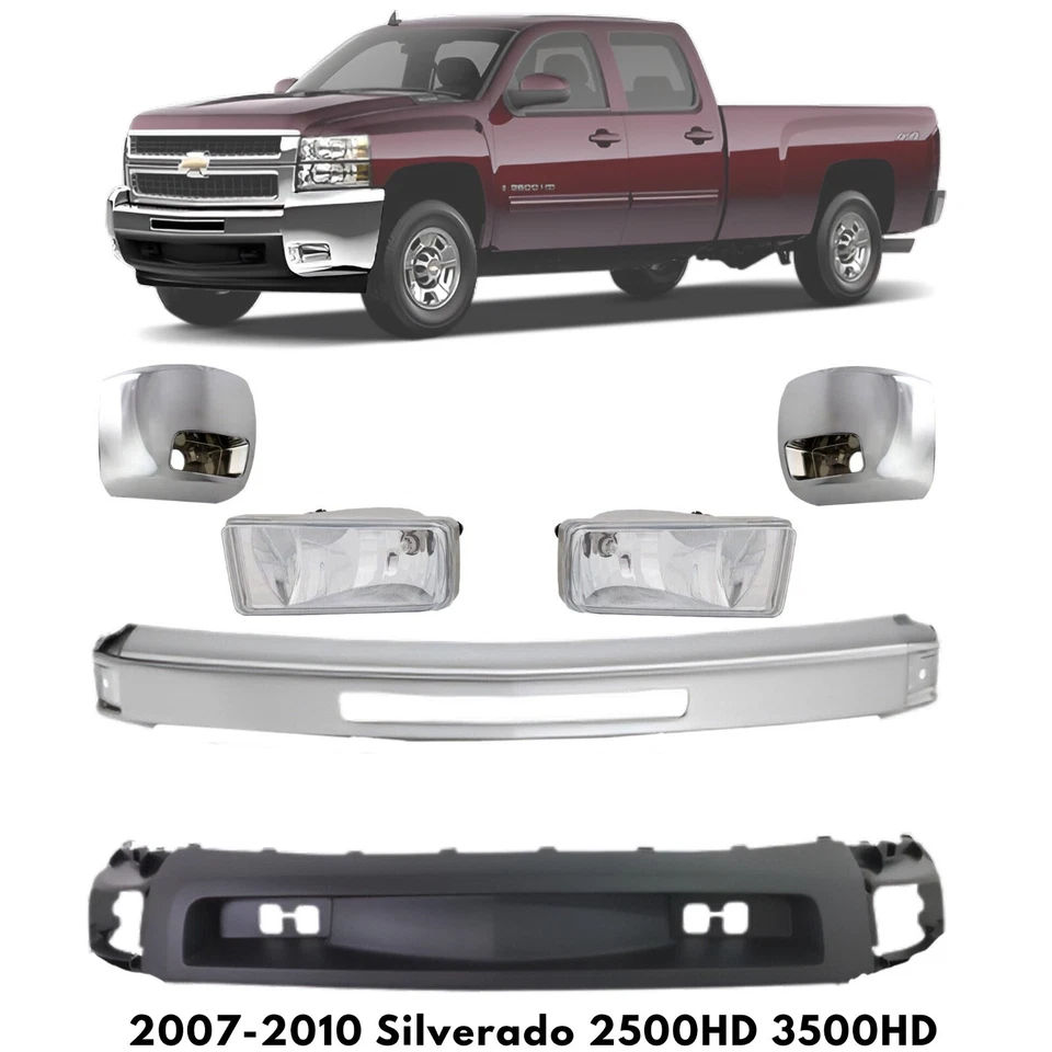 Front Bumper Face Bar Chrome Kit 2007-2010 Silverado 2500HD 3500HD Foto 1 de 4