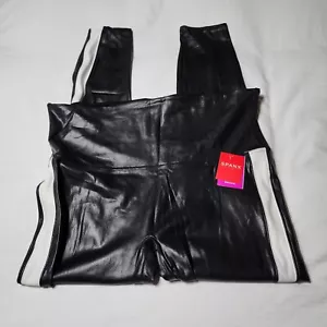 Spanx leggings donna taglie forti ecopelle righe nero bianco vita alta 3X - Foto 1 di 12