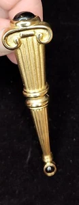 Estate Jewelry Art Deco Inspired Gold Tone Sceptre Brooch Bar Pin Black Onyx - Imagen 1 de 7