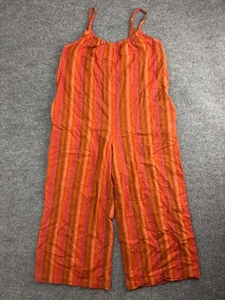 Toad & Co Wide Leg Jumpsuit Women's S Orange Stripe Sleeveless Pockets Cropped - Picture 1 of 10