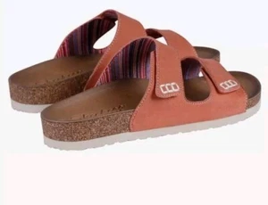 Skechers Women's Sandal Relaxed Fit Footbed 2 Straps Luxe Foam Coral Sz 8 New - Picture 1 of 5