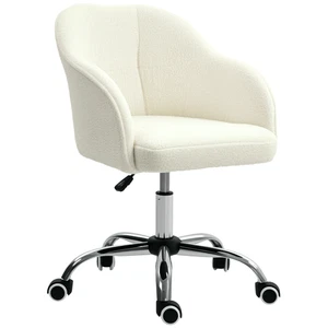 HOMCOM Fluffy Vanity Chair for Desk, with Height Adjustable, Wheels, Cream - Picture 1 of 12