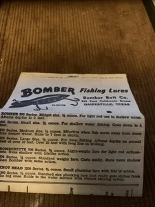 Vintage Bomber Bait Co Lure Paperwork Exe Condition Early Hard Find - Bild 1 von 4