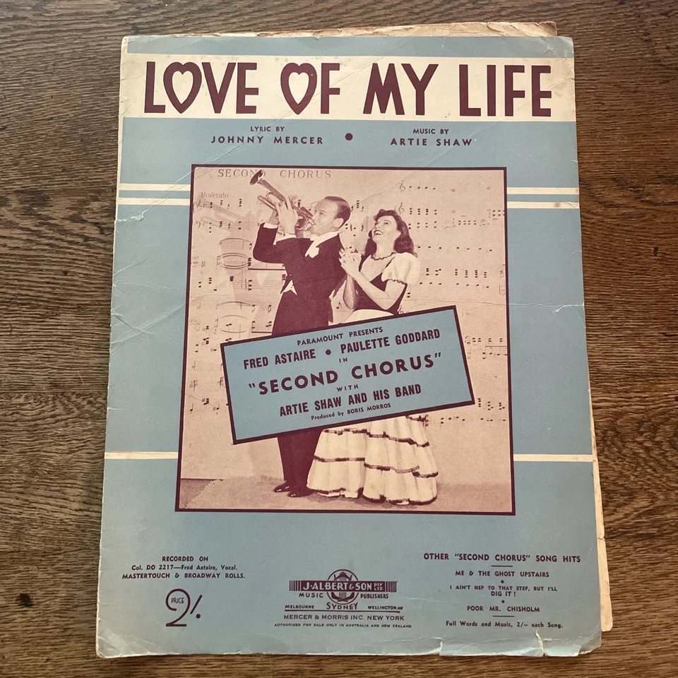 Love of my Life - Johnny Mercer & Artie Shaw - Rare 1940 Sheet Music - Astaire - Image 1 of 1