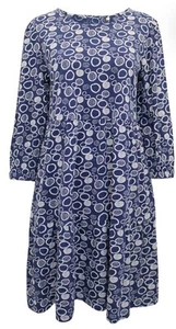 Seasalt Cornwall Reiher Dip Kleid US 16 Jersey Stufen Blau Print Bio Baumwolle - Bild 1 von 11