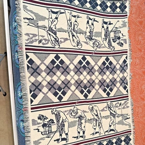 Old Time Golfer Golf Strokes Swing Throw Blanket Afghan 46x69 Tapestry Par 3 - Picture 1 of 4