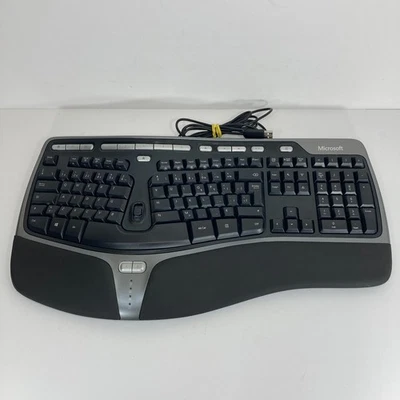 Microsoft Natural Ergonomic USB Wired Keyboard 4000 V1.0 Black KU-0462 TESTED - Image 1 of 4