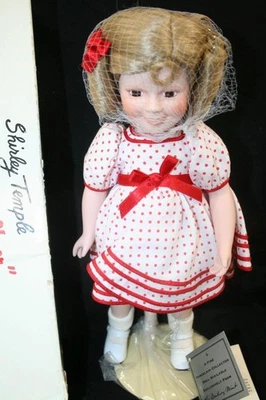 Muñeca de porcelana Danbury Mint “Stand Up and Cheer” Shirley Temple 14" etiqueta de caja original Foto 1 de 4