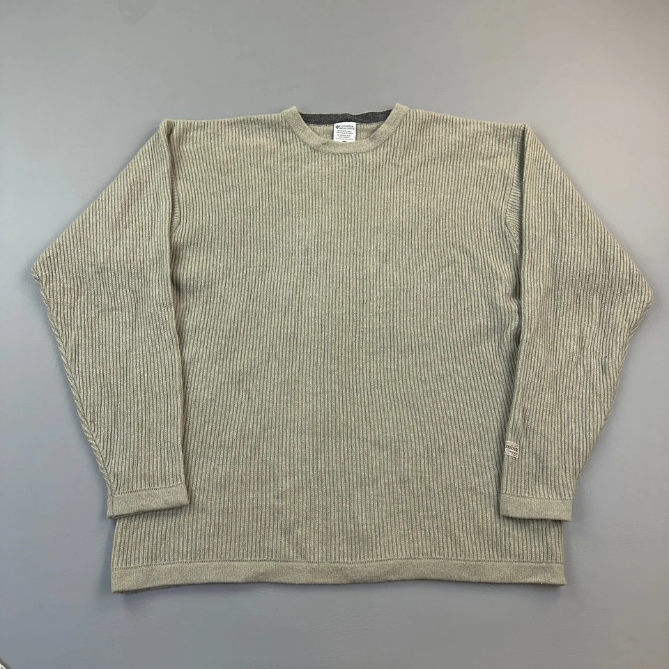 Suéter Columbia de Colección Para Hombres Grande Mezcla de Lana Merino Acanalado Cuello Redondo Pullover Foto 1 de 4