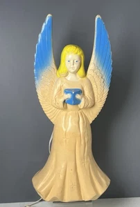 VINTAGE UNION ANGEL NATIVITY MANGER CHRISTMAS BLOW MOLD HARD PLASTIC 16” - Picture 1 of 5