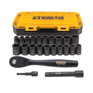 DEWALT Impact Socket Set with Ratchet, Metric/SAE, 1/2" Drive, 23-Piece Set with - Picture 1 of 7