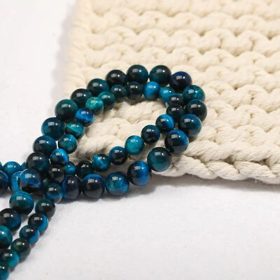 Cuentas de piedras preciosas de ojo de tigre azul genuino para percepción - 6 mm Foto 1 de 3