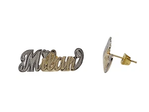 "PENDIENTES PERSONALIZADOS CHAPADOS EN ORO 14K 1" CON NOMBRE DE TACHUELAS CUALQUIER NOMBRE HASTA 7 (Unisex) - Imagen 1 de 8