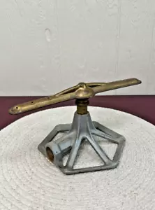 Vintage Cast Metal Lawn Sprinkler With Brass Helicopter Blade 9” - Picture 1 of 8