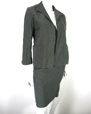 Blazer Linda Allard Ellen Tracy manga longa 8 saias conjunto com 10 preto branco  - Imagem 1 de 4