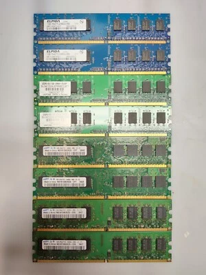 Lot (8) x 1GB DDR2 DDRII RAM PC-6400 PC-5300 800MHz MATCHED MODULES TESTED - Image 1 of 4