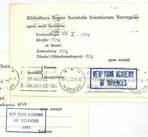 USA Matched Pair *NEW YORK ACADEMY OF SCIENCES* Cachet Cards{2} 1933-35 KK125 - Picture 1 of 6