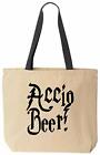 Accio Beer Funny Tote Reusable Magical Natural Canvas Bag For Wizard School Offi