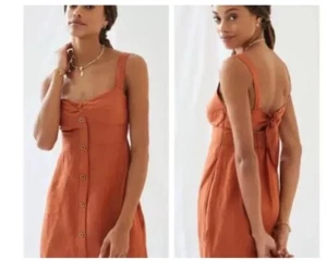Nuovo mini abito Anthropologie Maeve Twist-Front taglia L $148 bottone aperto dietro - Foto 1 di 10