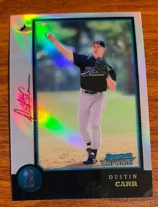1998 Bowman Chrome Refractor #217 Dustin Carr Tampa Bay Devil Rays Used - Picture 1 of 2