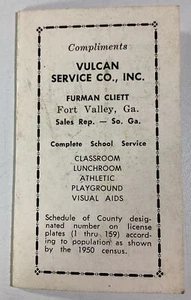 Fort Valley Georgia 1960 Vulcan School Service Firman Cliett County # Talla - Imagen 1 de 4