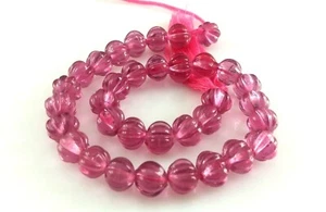 1 Strand Pink Tourmaline Muskmelon Pumpkin Carved 6-7mm Quartz Beads 18"inch - Picture 1 of 21