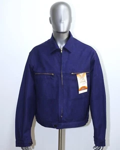 New French Vintage 1950/60s Indigo Cotton Twill Cyclist Jacket GAILLIARD Size XL - Picture 1 of 7