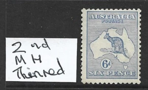 Kangaroo 6d Ultramarine 1915 2nd Watermark MINT HINGED. Minor thin - Picture 1 of 2