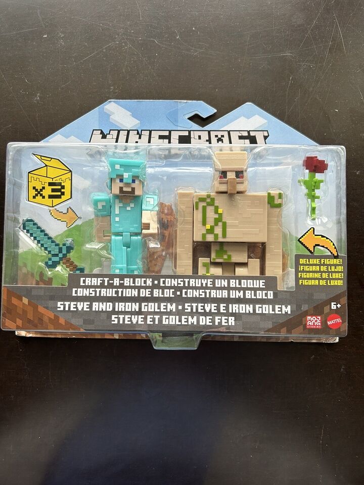 Boneco Minecraft Steve E Iron Golem (6+anos) Mattel - Alves Baby