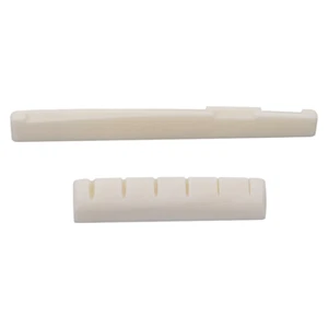 1 Set 6 String Left Hand Acoustic Guitar Bone Bridge Saddle and Bone Nut 72/43mm - Picture 1 of 8