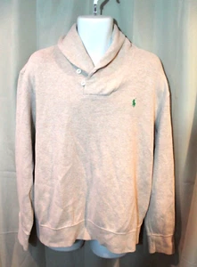 Polo Ralph Lauren Pullover Maglione Beige 1/4 Quarto Collo Bottone Uomo XL - Foto 1 di 3