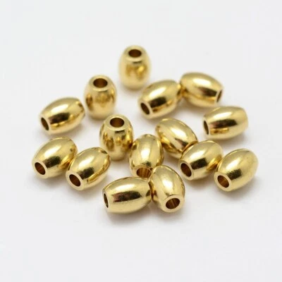 500 pcs Oval Raw(Unplated) Brass Beads Crafts For Jewelry Making 6x5mm Hole 2mm - Image 1 of 2