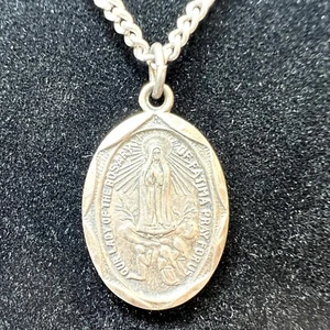 Our Lady of the Miraculous Medal Virgin Mary Creed Sterling Silver W/ Chain - Picture 1 of 5