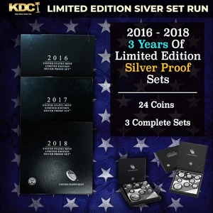 2016-2018 3 Years Limited Edition Silver Proof Sets 3 Sets About 7oz Silver - Picture 1 of 4