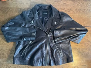 MADEWELL The $525 Washed Leather Motorcycle Jacket Moto Biker Black size XL - Picture 1 of 3