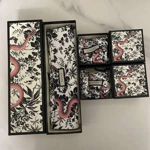 GUCCI Jewelry Empty Box Case Travel Pouch Snake Floral Black Gift 3 LOT mzmr A - Picture 1 of 5