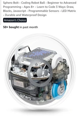 Bola robot de codificación Sphero BOLT - habilitada para aplicaciones, sensores programables y matriz LED Foto 1 de 4