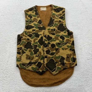 Vintage Camo Hunting Vest Mens Small Button Up Pockets Brown Camouflage - Picture 1 of 7